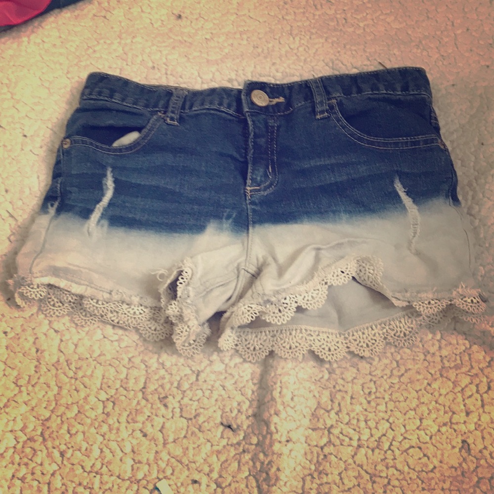 White washed justice shorts